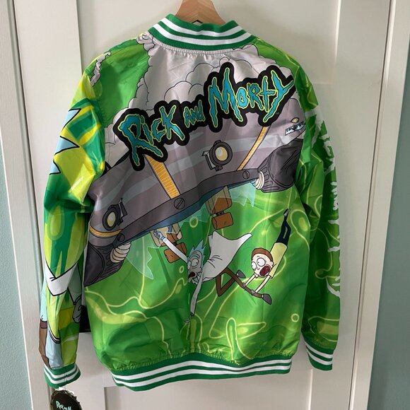 NWT Rick and Morty Adult Swim Green Members Only Bomber Jacket - Picture 7 of 10